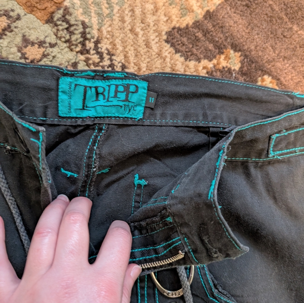 Tripp NYC Black Pants with Teal Stitching - Picture 2 of 8